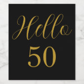 50. Geburtstagsschwarz-Gold-Geburtstagsparty Weinetikett (Einzelnes Label)