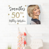 50. Geburtstagsstars Foto Gold Party Banner (Insitu)