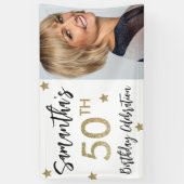 50. Geburtstagsstars Foto Gold Party Banner (Vertikal)