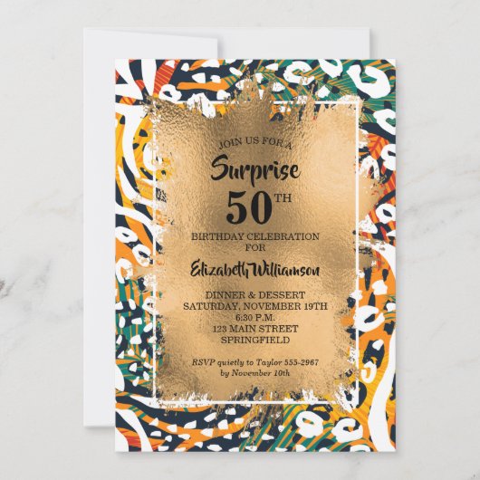 50. Geburtstagstierdruck Einladung (Vorderseite)