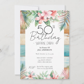 50. Geburtstagsüberraschung Party Tropical Einladung