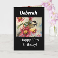 50. Geburtstagswein Süße Chickadee Blume