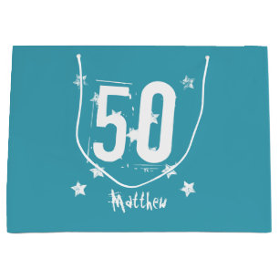 50. GeburtstagTrendy Grunge beschriftet die Große Geschenktüte