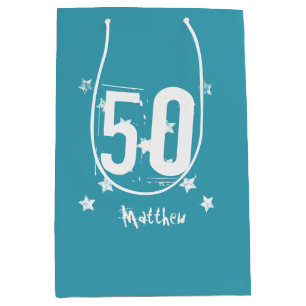 50. GeburtstagTrendy Grunge beschriftet die Mittlere Geschenktüte