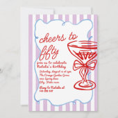 50. Gezeichnet Champagner Fünfzig Foto Geburtstag Einladung (Vorderseite)