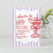 50. Gezeichnet Champagner Fünfzig Foto Geburtstag Einladung (Stehend Vorderseite)