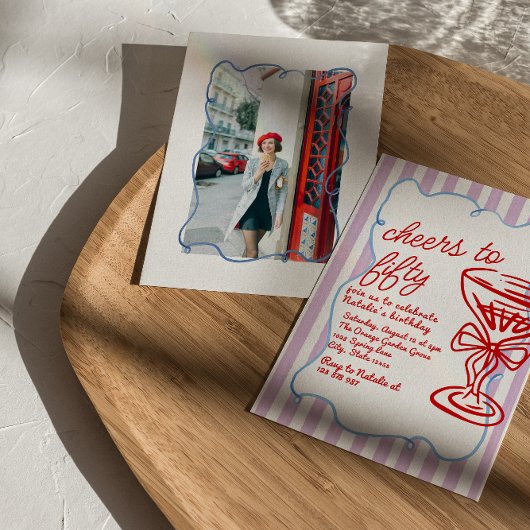 50. Gezeichnet Champagner Fünfzig Foto Geburtstag Einladung