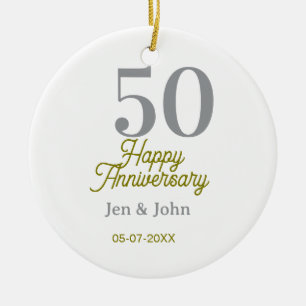 50. glücklicher Jahrestag Name Datum Silber Gold D Keramik Ornament