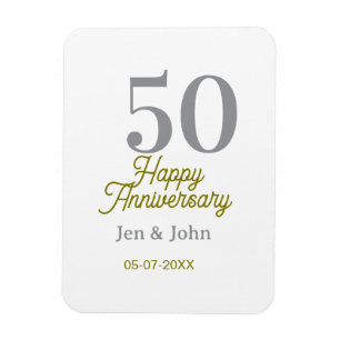 50. glücklicher Jahrestag Name Datum Silber Gold D Magnet