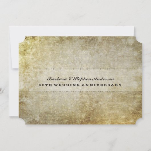 50. Gold Antique Ticket Jahrestag Einladung (Rückseite)