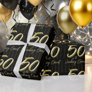 50. Gold Birthday Individuelle Name Wrapping Paper Geschenkpapier