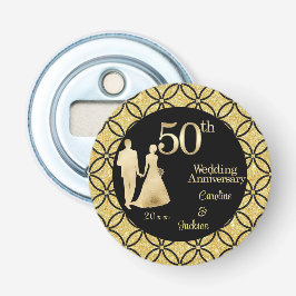 50. Gold Couple Wedding Anniversary Glitzer Flaschenöffner