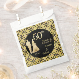 50. Gold Couple Wedding Anniversary Glitzer Geschenktütchen