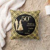 50. Gold Couple Wedding Anniversary Glitzer Kissen (Decke)