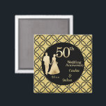 50. Gold Couple Wedding Anniversary Glitzer Magnet<br><div class="desc">Der 50. Gold Wedding Anniversary Magnet - mit goldfarbenem und schwarzem Glitzer auf der Seite mit blumenschwarzem Glitzer und dem Golden Glitzer Ehepaar steht dieser Magnet für einen einzigartigen, eleganten 50. Wedding Anniversary Sake, der Ihren Gästen im Celebration Party angeboten werden kann. Dieses Design ist so gemacht, um den schönen...</div>