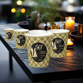 50. Gold Couple Wedding Anniversary Glitzer Pappbecher