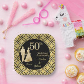 50. Gold Couple Wedding Anniversary Glitzer Pappteller (Party)