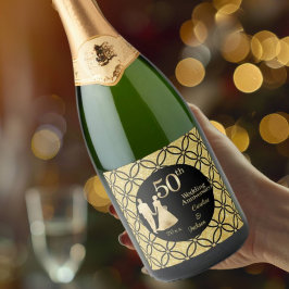 50. Gold Couple Wedding Anniversary Glitzer Schaumweinetikett