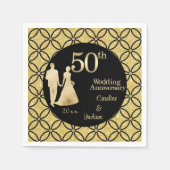 50. Gold Couple Wedding Anniversary Glitzer Serviette (Vorderseite)