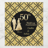 50. Gold Couple Wedding Anniversary Glitzer Weinetikett (Einzelnes Label)