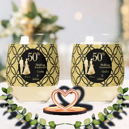 50. Gold Couple Wedding Anniversary Glitzer Weinglas Ohne Stiel