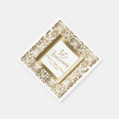 50. Gold Floral Damask und White Serviette (Ecke)