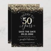 50. Gold Geburtstag Save the Date Einladung (Vorne/Hinten)
