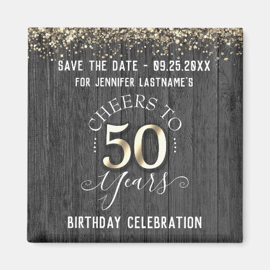 50. Gold Geburtstag Save the Date Magnet (Vorne)