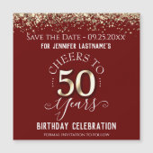 50. Gold Geburtstag Speichern Sie das Date Magnet (Vorderseite)