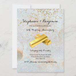 50. Gold Glitzer Hochzeit Jubiläum Eleganter Chic Einladung