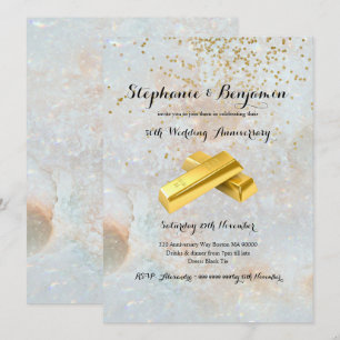 50. Gold Glitzer Hochzeit Jubiläum Eleganter Chic Einladung