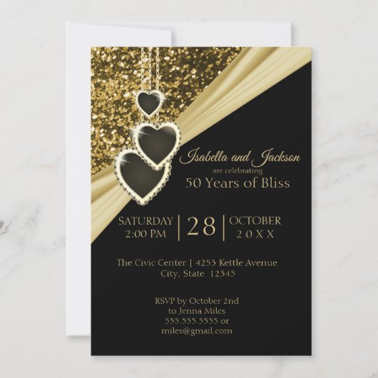 50. Gold Glitzer Jubiläum Einladung (Vorderseite)