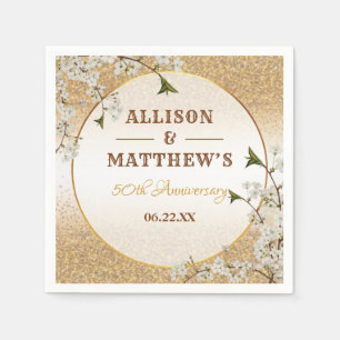 50. Gold Glitzer Rahmen Blumenzwiebeln Serviette