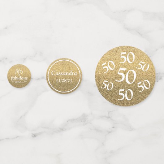 50 Gold-Glitzer-Tabelle Konfetti (Rückseiten)