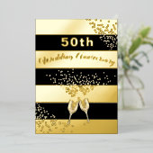 50. Gold Hochzeit Jubiläum Black Chic Elegant Folieneinladung (Stehend vorne)