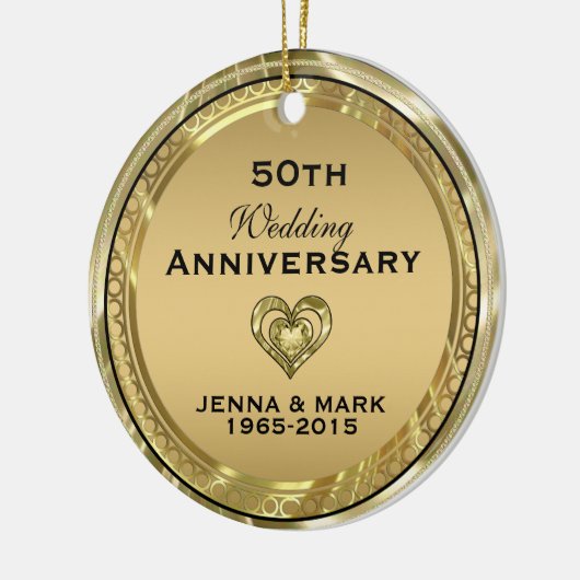 50. Gold-Hochzeit-Jubiläum Keramik Ornament (Links)