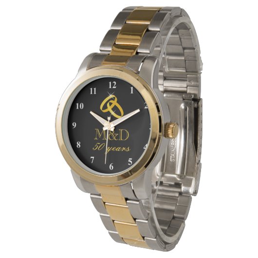 50. Gold Hochzeitstag Uhr für Ehemann (Schrägansicht)