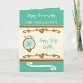 50. Gold-Jubiläum hinzufügen Namen Ozeangrün Karte (Vorderseite)