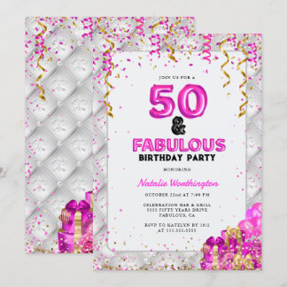 50 Gold Pink 50. Geburtstag Einladung