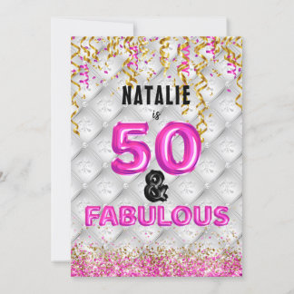 50. Gold Pink Einladung