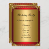 50. Gold Red Birthday Party Einladung (Vorne/Hinten)