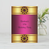 50. Gold-Rubin-Pink 50. Geburtstagseinladung Einladung (Stehend Vorderseite)