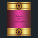 50. Gold Ruby Pink 50. Geburtstag Einladung<br><div class="desc">Elegantes Gold,  schwarz und rubinrot - die personalisierte Einladung zum 50. Geburtstag. Passen Sie Ihren Wünschen nach Schriftart und Schriftart an.</div>