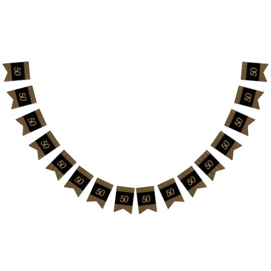 50. Gold - Schwarzes u. Goldstreifen Wimpelkette (Alle)