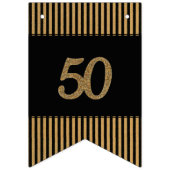 50. Gold - Schwarzes u. Goldstreifen Wimpelkette (Erste Fahne)