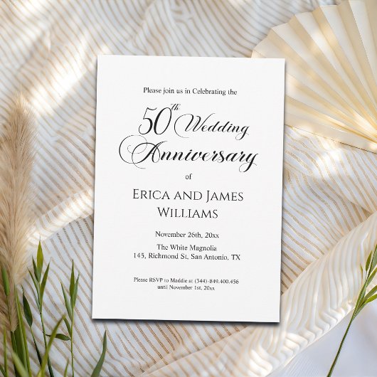 50. Gold Wedding Anniversary Elegantes Skript Einladung