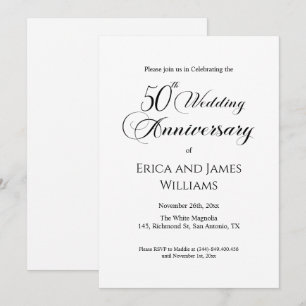 50. Gold Wedding Anniversary Elegantes Skript Einladung