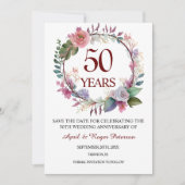 50. Gold Wedding Anniversary Floral Save The Date (Vorderseite)
