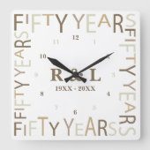 50. Gold Wedding Anniversary-Geschenk Quadratische Wanduhr (Vorderseite)