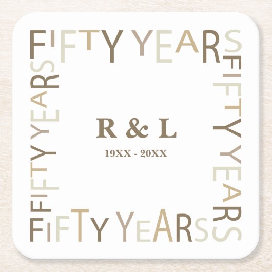 50. Gold Wedding Anniversary-Geschenk Rechteckiger Pappuntersetzer (Vorderseite)